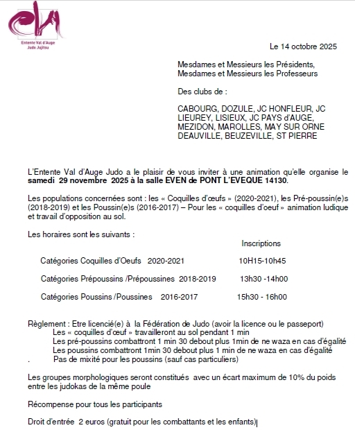 Animation EVA (éveil judo, pré-poussin, poussin), Pont l'Eveque